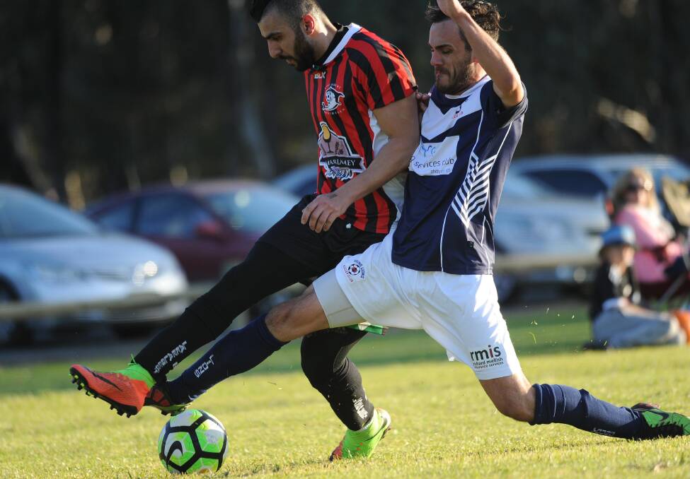 Henri Gardner, pictured in action against Young earlier this season, was Lake Albert's leading goal scorers in the side's 1-0 win over Cootamundra on Sunday. 