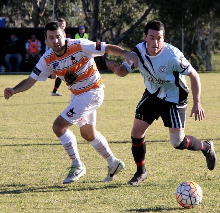READY TO PLAY: Cootamundra Strikers' Adam McPhail against Wagga United two weekends ago. Last weekend's games were cancelled because of ground closures. The team is keen to play again this weekend. 