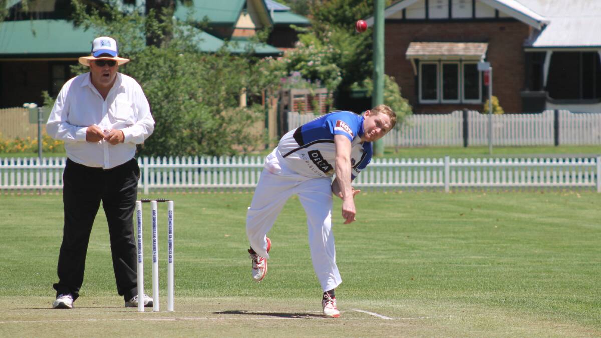RELIABLE: Josh Purtell, pictured in action for Ex Services, posted the Richie Benaud bowling figures of 2/22 for Cootamundra against Gundagai on Sunday. Picture: Harrison Vesey
