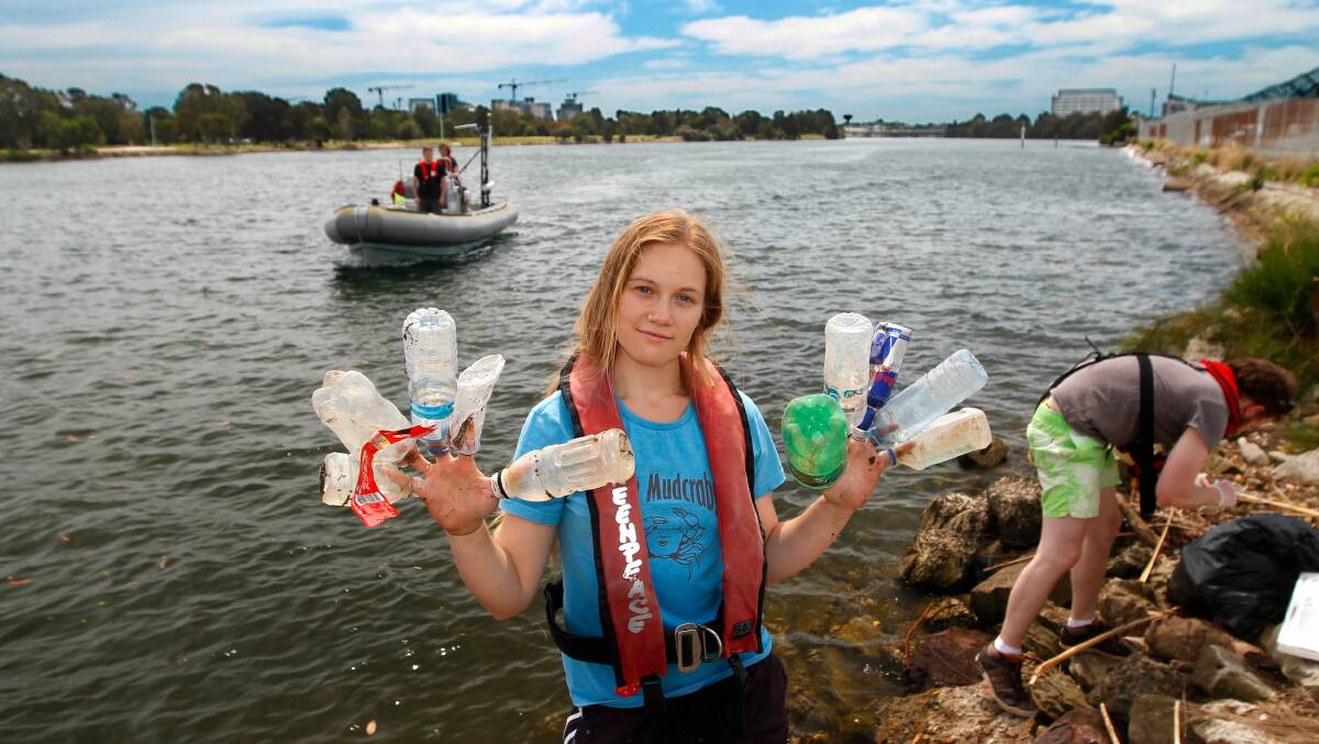 Greenpeace volunteers head from Sydney's Botany Bay up the Cooks River to pick up rubbish. Picture: Greenpeace / Jane Castle