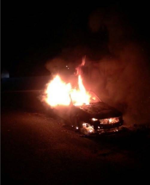 ABLAZE: This car is believed to have been deliberately lit at Cootamundra. Picture: Cootamundra police