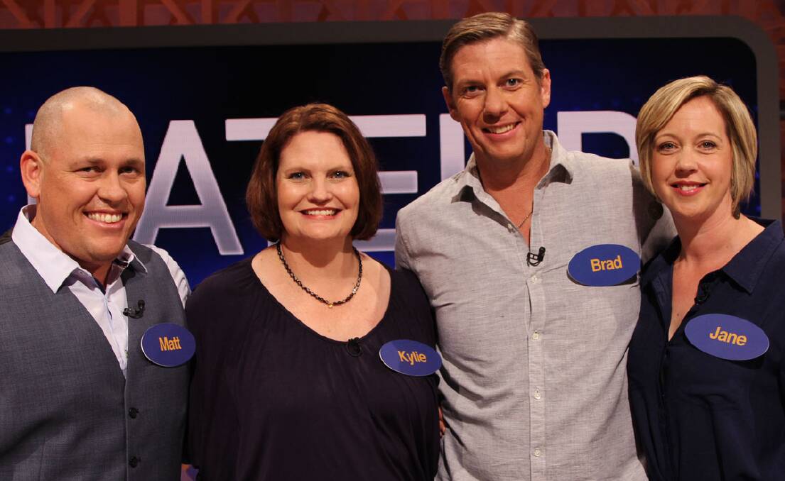 FAMILY FUN: Matt and Kylie Giddings with Brad and Jane Bateup had a great time appearing on quiz show Family Feud. Picture: Network Ten