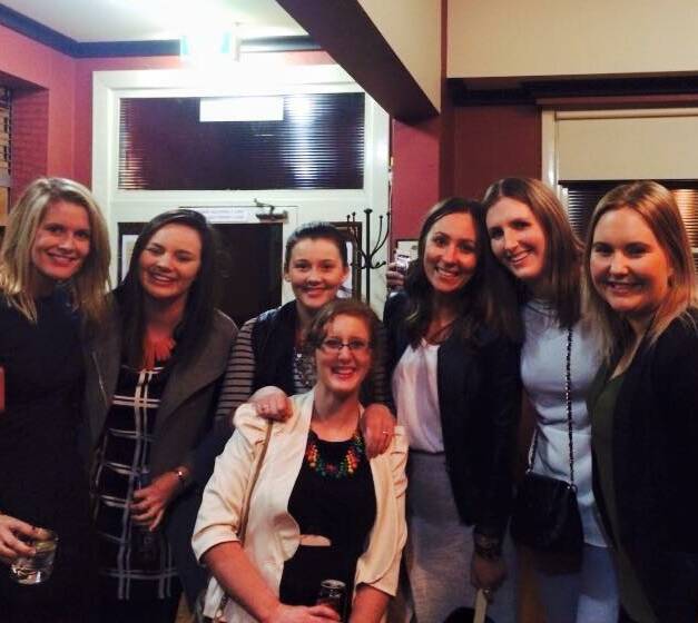 REUNION: Enjoying the dinner are Alice Twomey, Emma Meale, Skye Cabrera, Rachael Hodgson, Rose Millington, Claire Leddy and Alyssa Field. Picture: Contributed