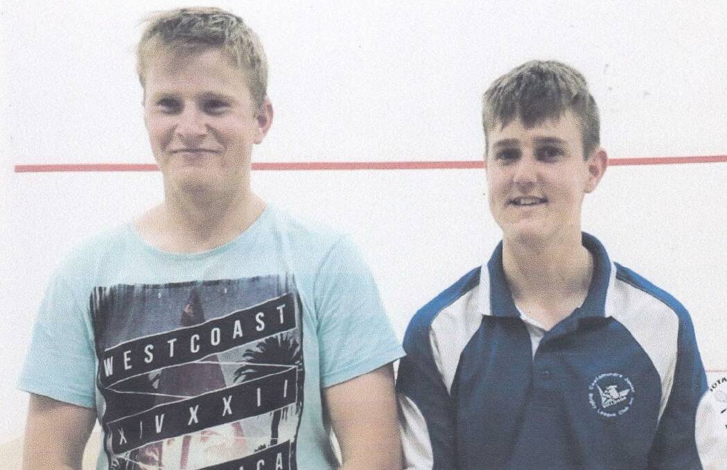TOP WORK: Men’s C grade champion Kobi Bradshaw with runner-up Tom Crick at the recent squash finals. Picture: Contributed