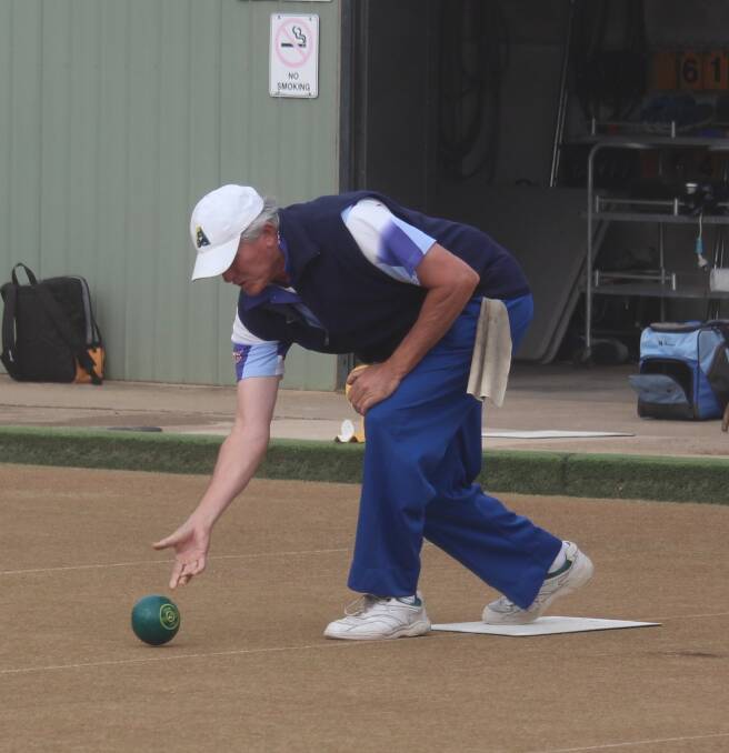 SEND HER DOWN: John Goggin sends his bowl down the green recently. Picture: Contributed