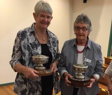 WINNER: Patricia Herbert and Alison Lehman holding the winning branch trophy for Dirnaseer CWA Branch. Picture: Contributed