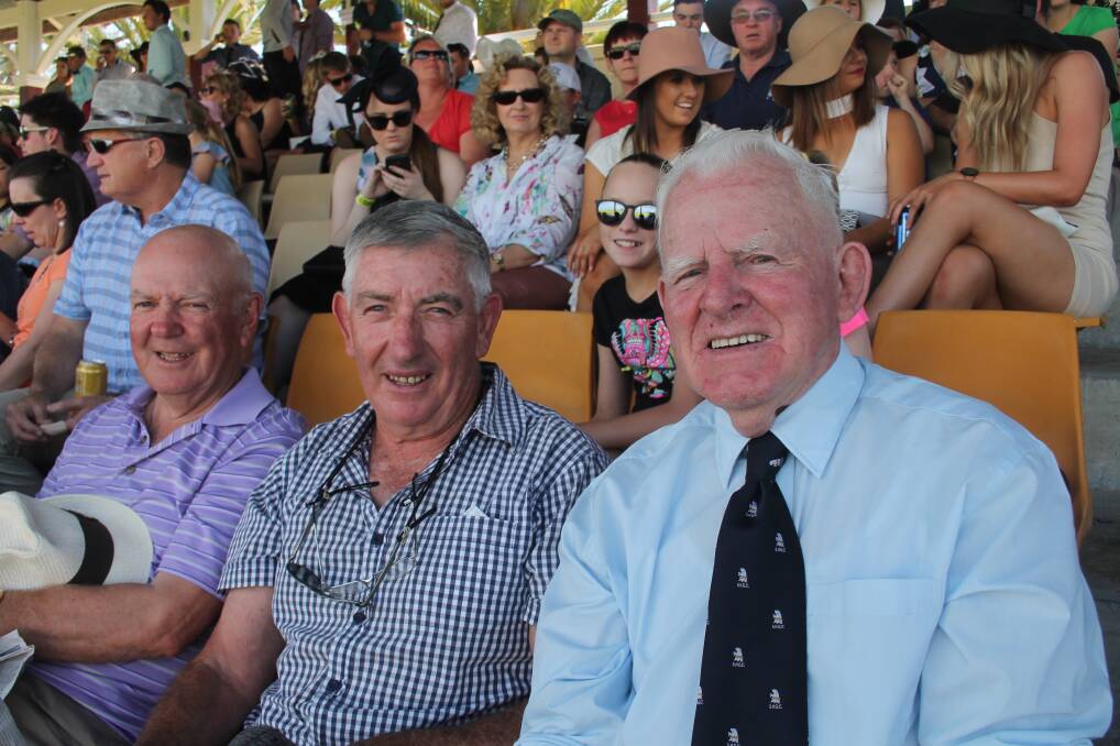 IN THE GRANDSTAND: I was thrilled to see the Grandstand in use at the Darley Cup race meeting held last Sunday - pictured here (from left)  David Rowe, Newcastle, John Doidge and Tony Ward.
