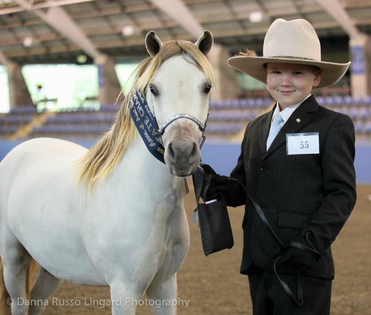 DID WELL: Cooper Dabin (6) of Cootamundra, victorious at the recent MHAA State championships, with Sedona Hell Yeah. Picture: Danna Russo Lingard