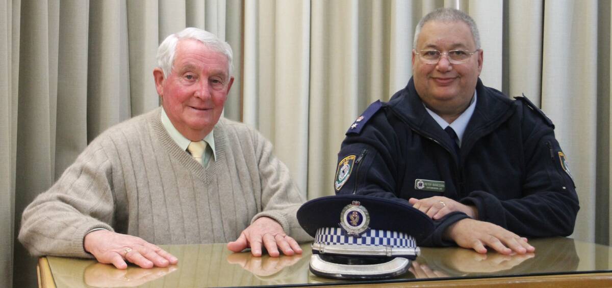 WORKING TOGETHER: Cootamundra Mayor Jim Slattery and Cootamundra Commander Peter Wanczura at a meeting between councils and police yesterday. Picture: Jennette Lees