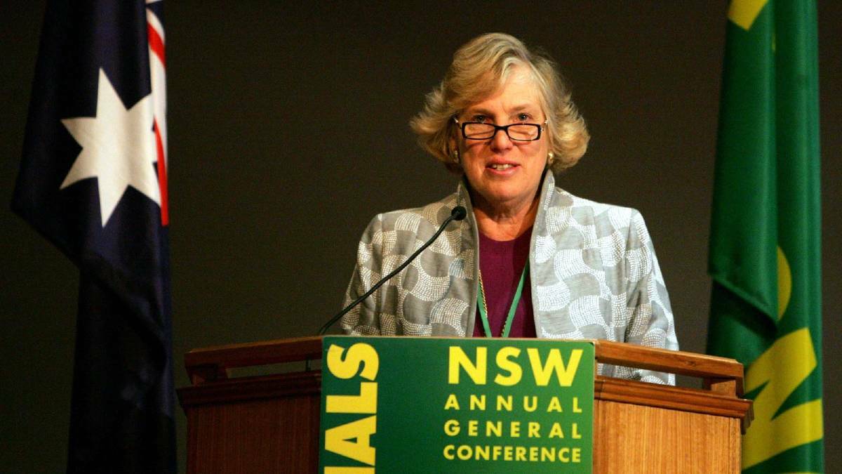 TOP JOB: Gundagai's Christine Ferguson, pictured speaking at a National Party state conference in 2009, has now been charged with running the new Gundagai Council, including merged shires Cootamundra and Gundagai. 