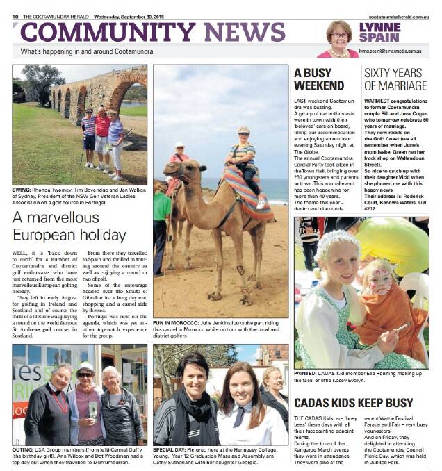 Bill Cogan, congratulated on his 60th wedding anniversary, with wife June, on the Herald's Community News page in September 2015.