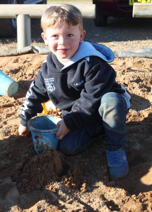 HAVING FUN: Lachie Campbell enjoys himself in the new sandpit at O'Connor Park during a recent home round for the Strikers. Picture: Jennette Lees 