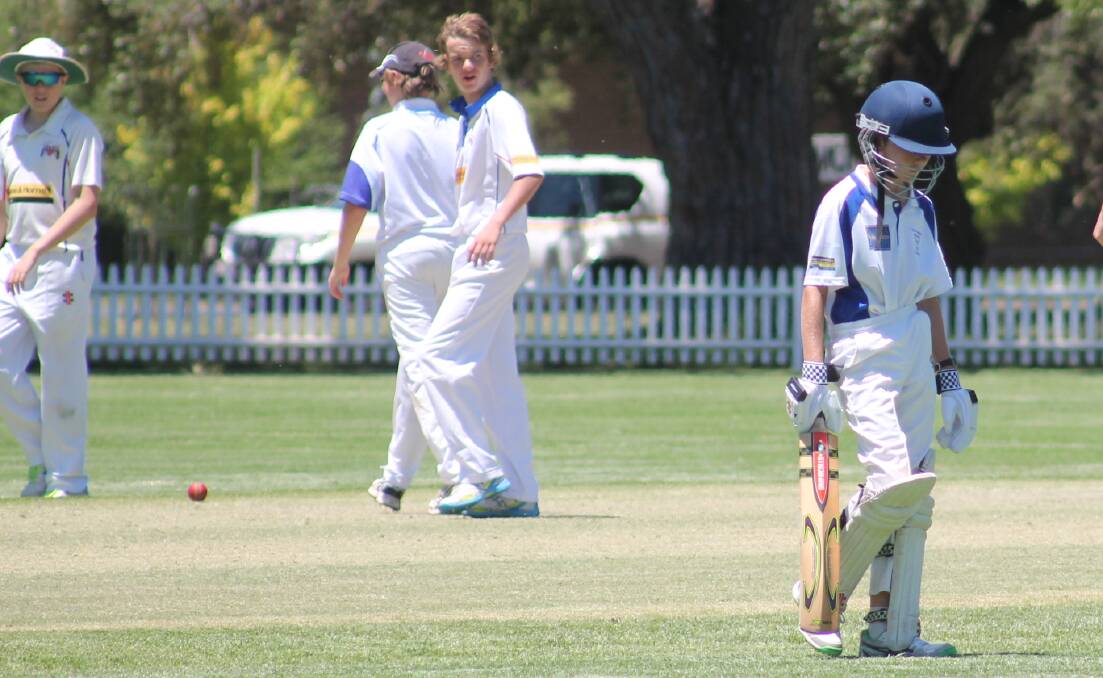 BACK TO PAVILION: Cootamundra's George Harpley walks off after getting out in this year's Bradman Letter match. 