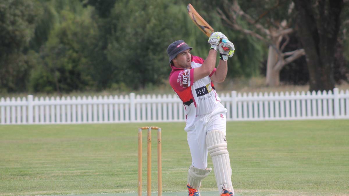 CLASSIC KNOCK: Stockinbingal's Isaac Mitchell (pictured in 2016) blasted a maiden century against Temora Leprechauns on Saturday afternoon. Picture: Cootamundra Herald