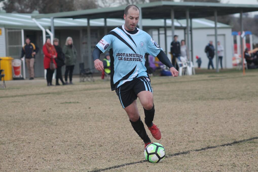 FOUR MORE: Cootamundra's Aaron Kemp was in imperious form against the Jaguars, netting four times in his side's 9-0 demolition of Junee. Other goal-scorers included Forsyth, Farnsworth, McPhail, Cook, and Allen. Picture: L Grey