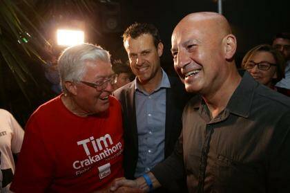Tim Crankenthorp with Opposition leader John Robertson. Photo: Jonathan Carroll