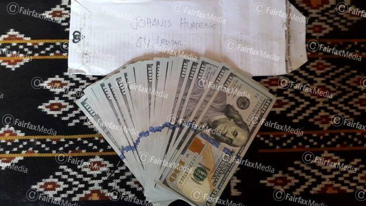 One of six: Money Indonesian police say was used to pay people traffickers. Photo: Fairfax Media