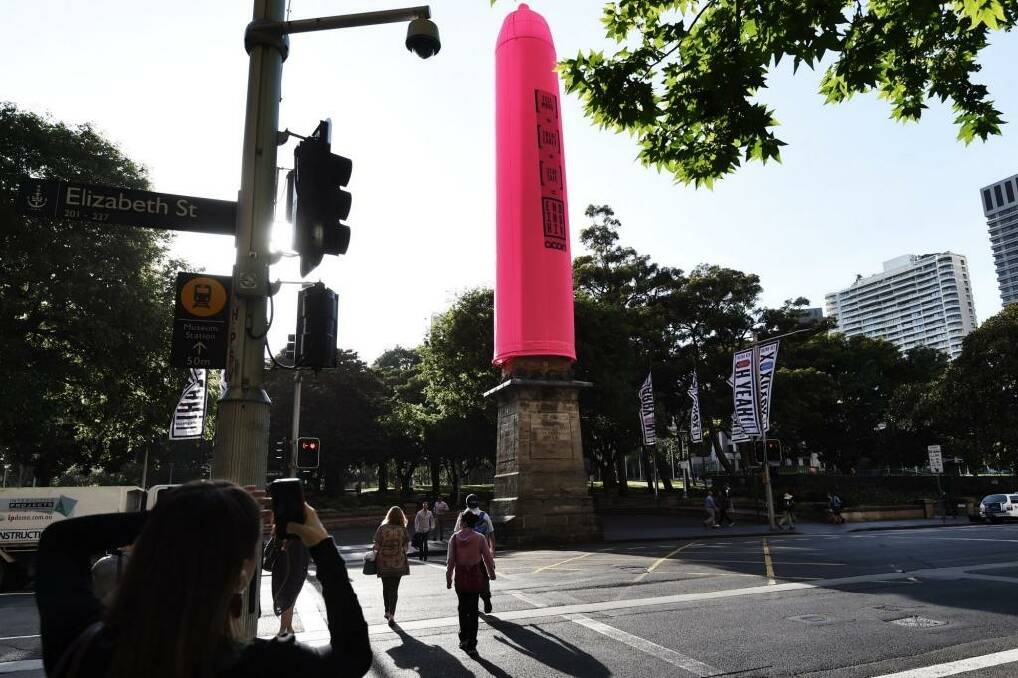 The Hyde Park obelisk was covered by a giant condom last year as part of an anti-HIV campaign. Photo: Nick Moir