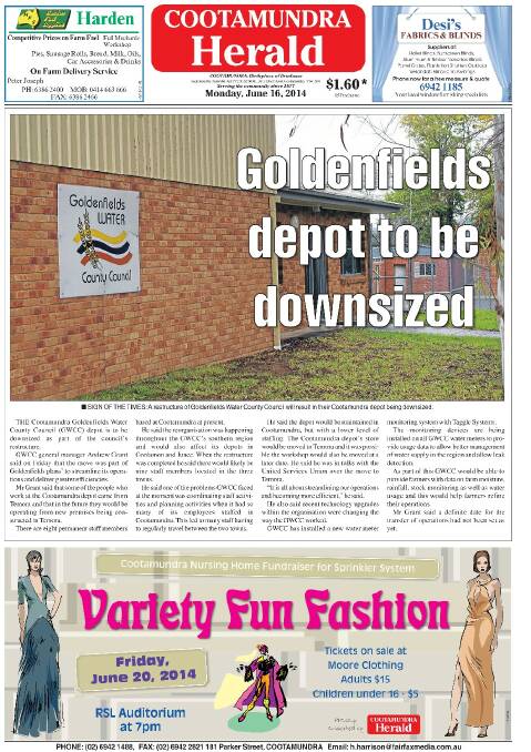 Cootamundra Herald front and back pages 2014 | April - June