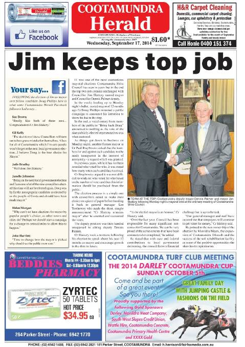 Cootamundra Herald front and back pages 2014 | July - September