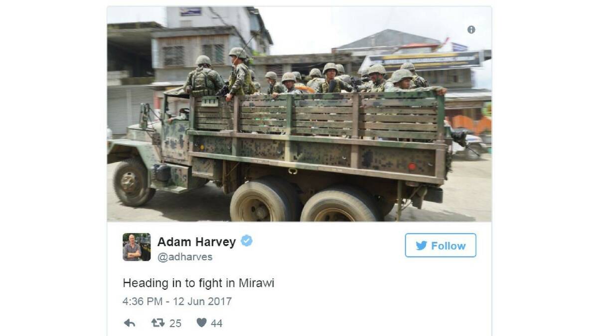 ABC journalist Adam Harvey hit by a bullet in Marawi 