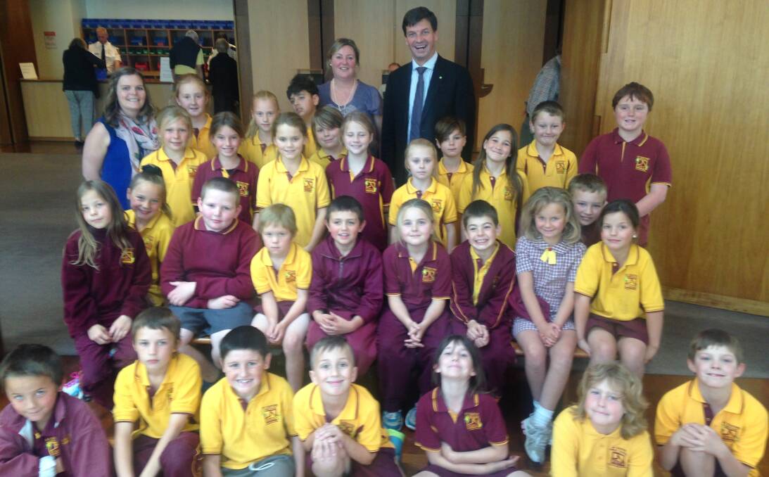 Students from EA Southee enjoy their time at Parliament House during a recent visit when they met with federal Member for Hume Angus Taylor. Photo: Contributed