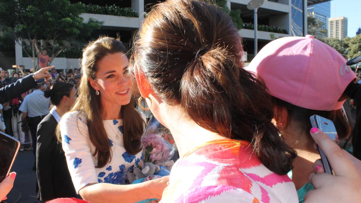 Catherine, Duchess of Cambridge speaks with members of the public on a walk through Southbank  Brisbane: Photo by Brian Hurst