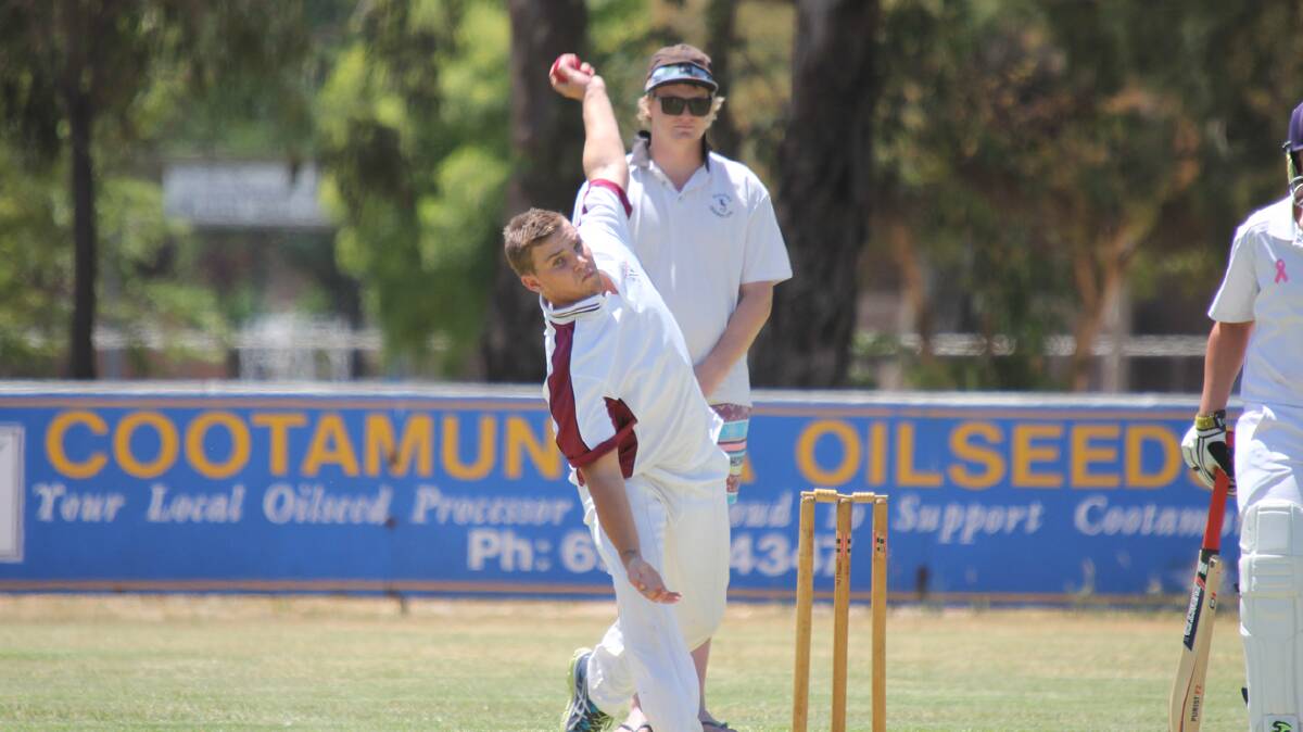  DELIVERY STRIDE: pictured is Stockinbingal bowler Ryan Miller bowling in his side’s match against Country Club on Saturday. 
Photo: Michael Van Baast