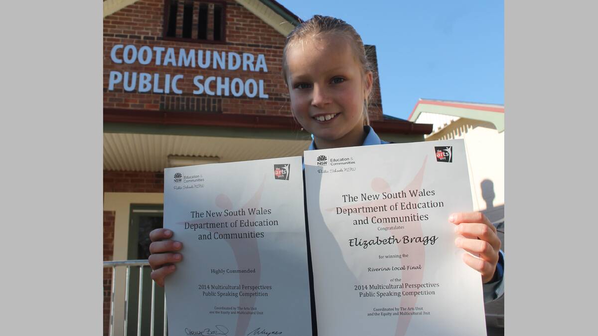 SPEAK UP: Cootamundra Public School Year Four student Lizzie Braggs placed runner-up at the Riverina and Western NSW public speaking final in Henty last week.