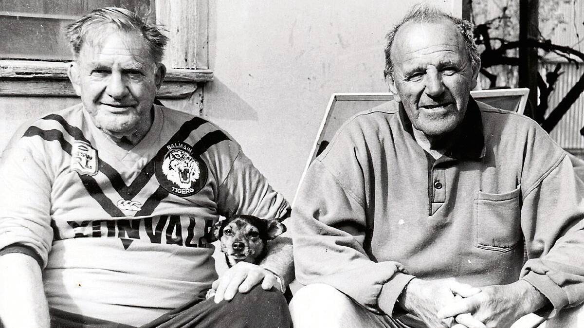  GREAT MATES: Pictured are old Kangaroo team mates Fred De Belin (left) and Nevyl Hand. Mr Hand, the legendary forward, passed away in Cootamundra and will be fondly remembered by Rugby League fans.
