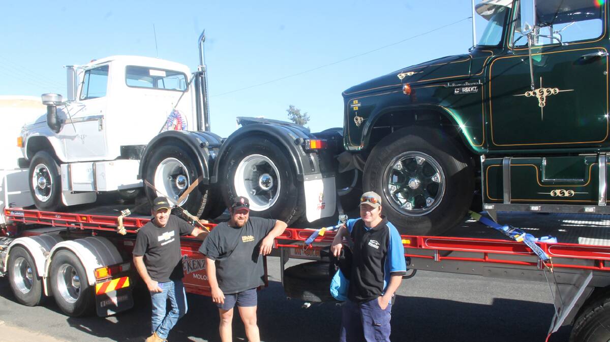  VINTAGE TRUCKS: Pictured (from left) are Pat Morris, Pat Vassalo and Andrew McKenzie with some of the machines which are set to be displayed at Lancefield this weekend.