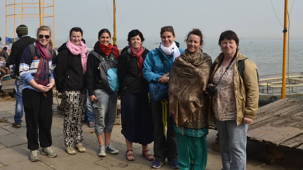 CULTURAL EXPERIENCE: pictured (from left) are Alexander Trinder, Amanda Willoughby, Emily McClintock, Belinda Dunn, Danyelle McKie-Bailey, Cindy McKie-Bailey, Barbara Tinnock in India recently. The group returned from their trip last week.