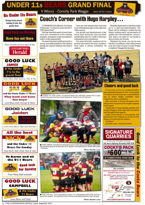 Cootamundra Junior Rugby Under 11s Bears Grand Final: Feature