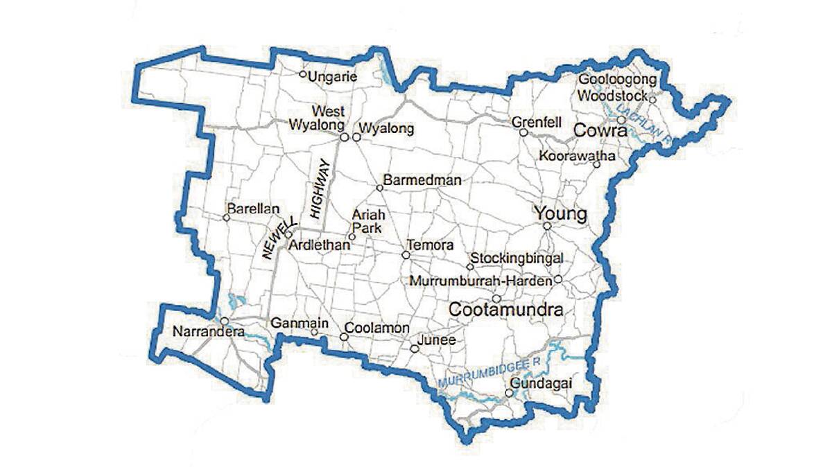 BOUNDARY SHIFT: As of the 2015 election, the town of Cootamundra will no longer sit in Burrinjuck, it will be in a newly formed seat also bearing the name ‘Cootamundra’ which includes the pictured boundaries. 