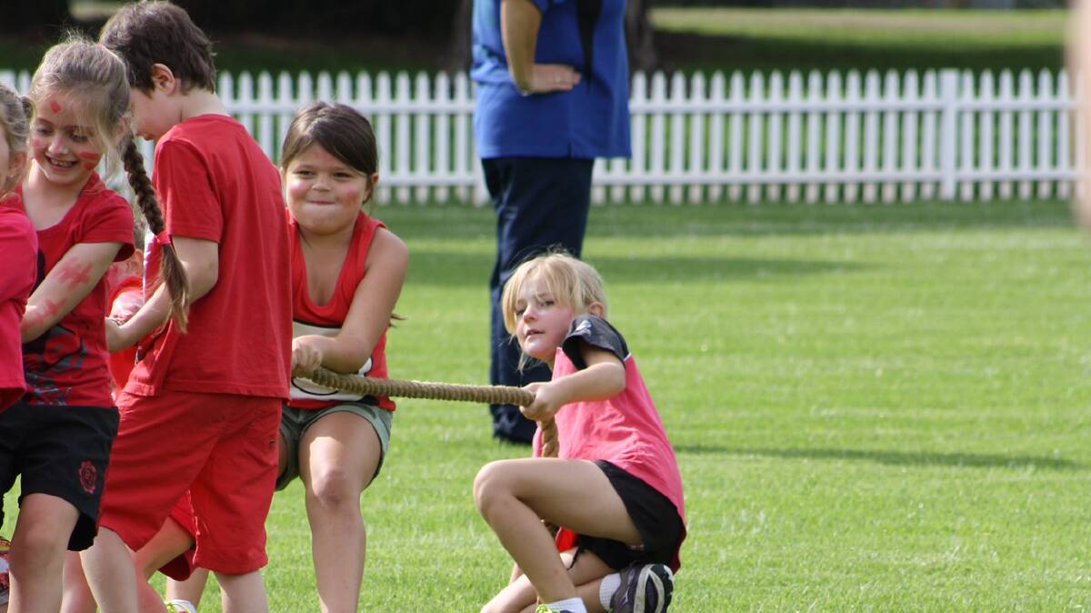  TUG OF WAR: pictured (from left) are Ashlin Perry, Lachlan McDermott, Charlie Leggett and Liliana Chick at the EA Southee athletics carnival held last week.