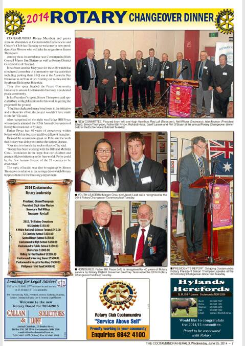 Feature: 2014 Rotary Changeover Dinner