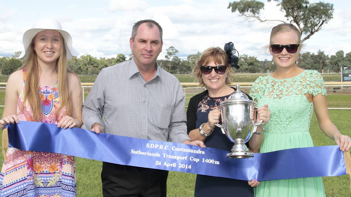 SPONSORS: Representing major sponsors of the Cootamundra Picnic Cup, Sutherland’s Transport are (from left) Ellie, Tony, Vicki and Maddi Sutherland. 
Photo: Kelly Manwaring 