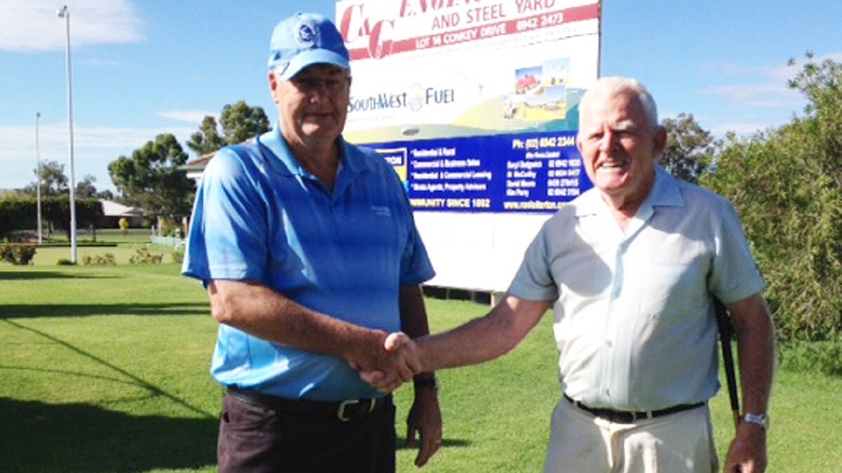 Pictured Men’s Golf Captain Garry Mason and Golf Patron Tony Ward are pictured during the official opening of the golf season. 
A large field hit off, with players relishing the cooler conditions and fairways rejuvenated by recent rains.