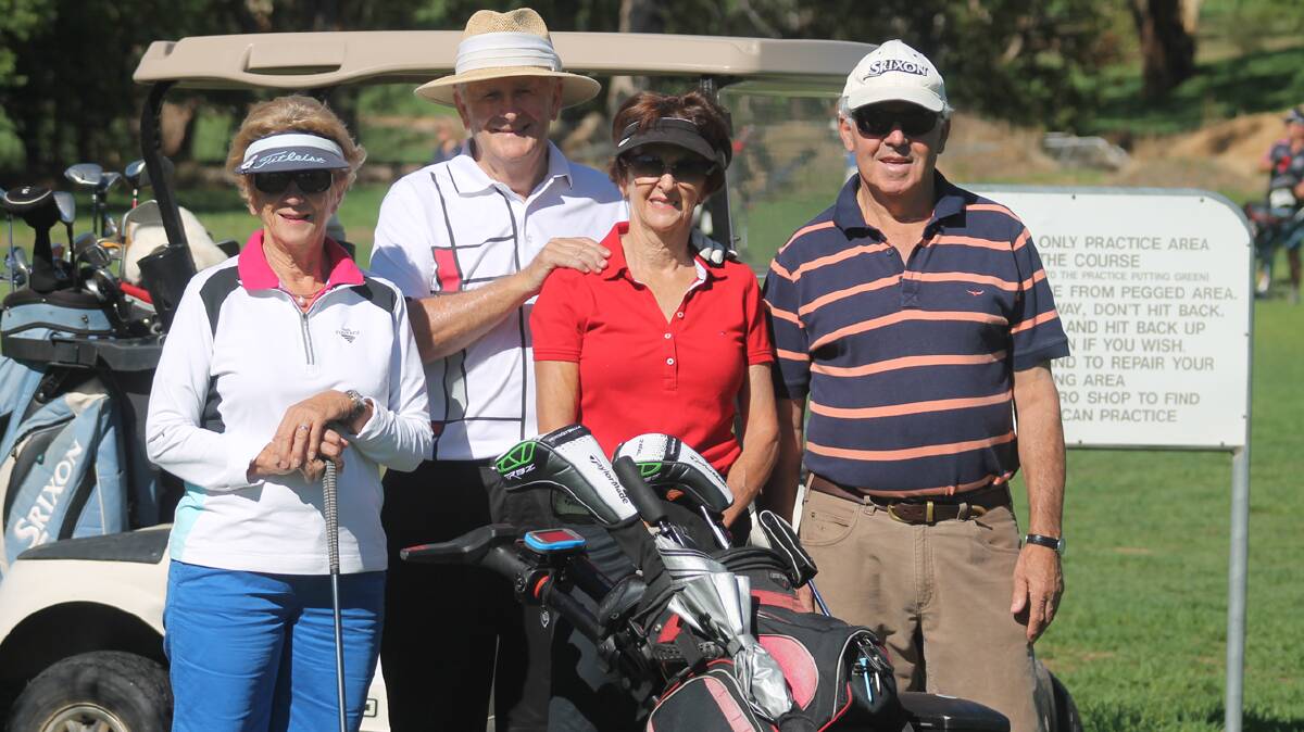 Prior to teeing off on the first hole, are (from left) Maree Deep, Geoff Twomey, Rhonda Twomey and Kevin Deep. 

