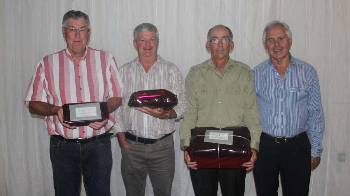 GOOD EFFORT GENTS: It was all local affair in the Men’s Division I with (from left) Garry Mason taking third place on a countback with 70 points, Bruce Carberry second with 72 points and Des Rowe carding 77 points for first place in what was the best score of the week. All three are from Cootamundra and are pictured with sponsor Kevin Deep. 