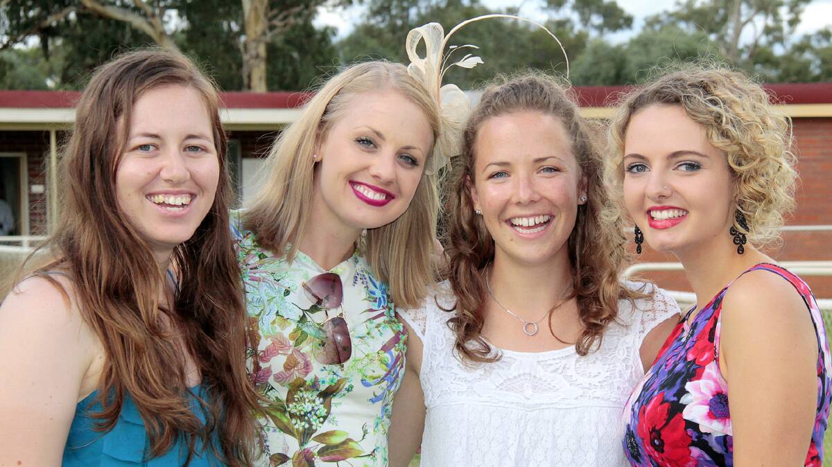  LOOKING LOVELY: Pictured enjoying the Picnic Races were (from left) Rebecca Hoodless, Sarah McTaggart, Laura Wenden and Megan Vile.
Photo: Kelly Manwaring 
