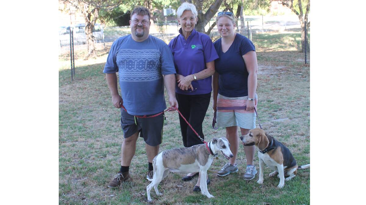 CANINE CALLING: Cootamundra Kennel Club obedience instructors (from left) David Taylor, Robin Fowkes and Kieran Read are encouraging interested community members to go along to classes. Absent from photo is instructor Jan Edwards. 