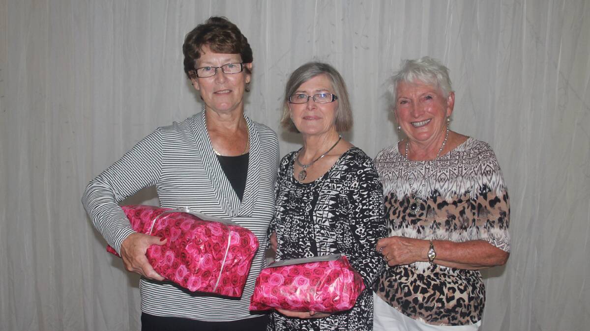 WELL DONE: Ladies Division II winners from the Veteran’s Week of Golf 36 hole competition include (from left) Dianne Rogers of Callala on 58 points, Maggie O’Malley of Cootamundra on 57 points and Dawn Darley from Nowra on 56 points. 
