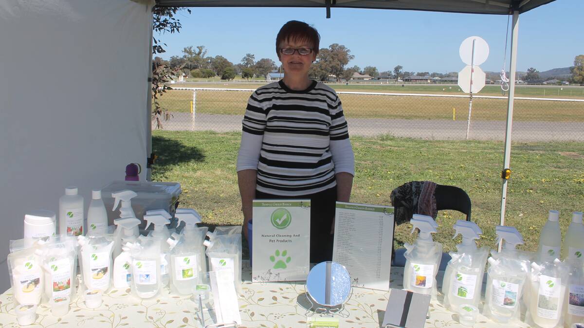 MARKET DAY: Cootamundra resident and breast cancer survivor Bernadette Ryan has developed her own range of natural cleaning and pet products. She’s strongly against having chemicals in the household. Bernadette one of the many friendly local faces at the River and Wren market day.
