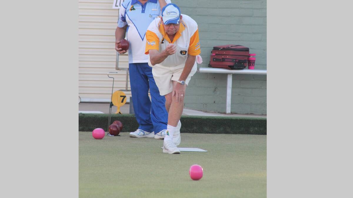 CONCENTRATION: pictured is Bob New playing bowls at the Ex Services Club last week. 
Photo: Melinda Chambers