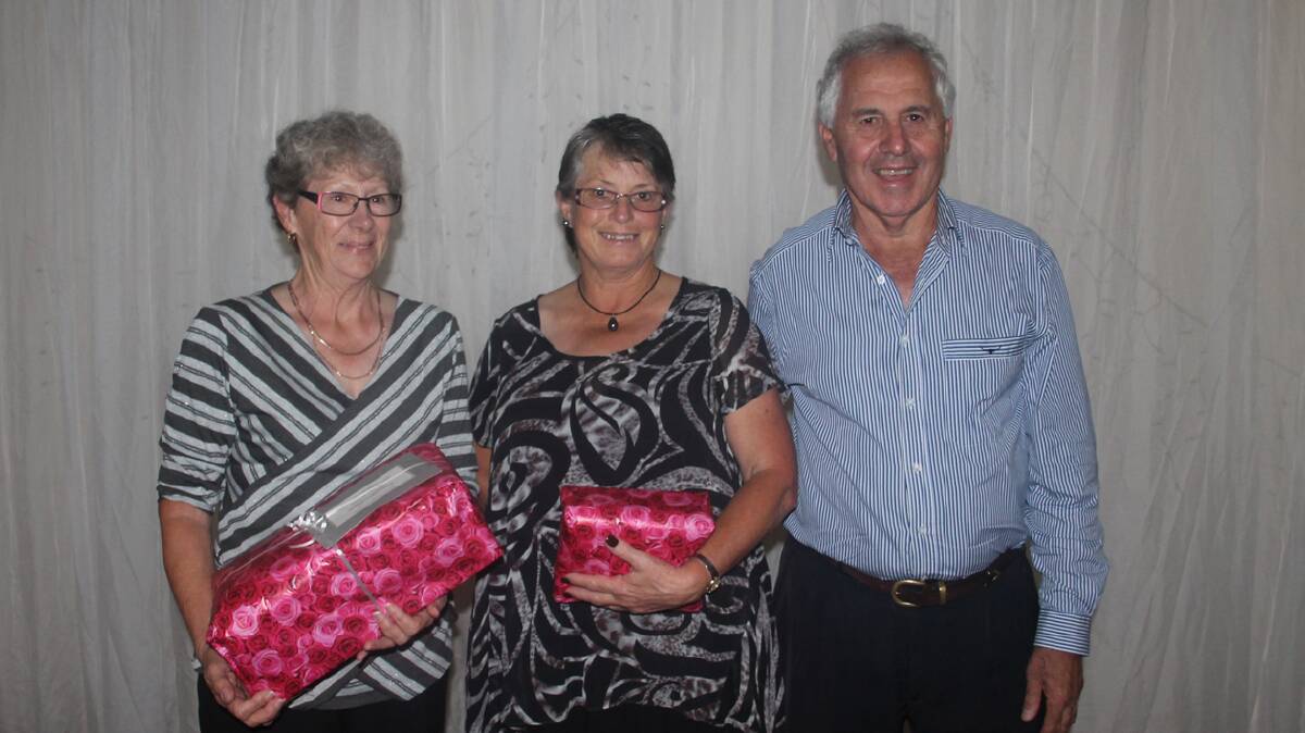  NICE WORK LADIES: Achieving a place in the Ladies Division I were (from left) Helen Pearce of Tumut with 62 points in second place and Gloria Davies from Nowra in first with 63 points. Absent was Gael Tosio of Bellingin with 61 points in third place. The ladies are pictured with sponsor Kevin Deep. 