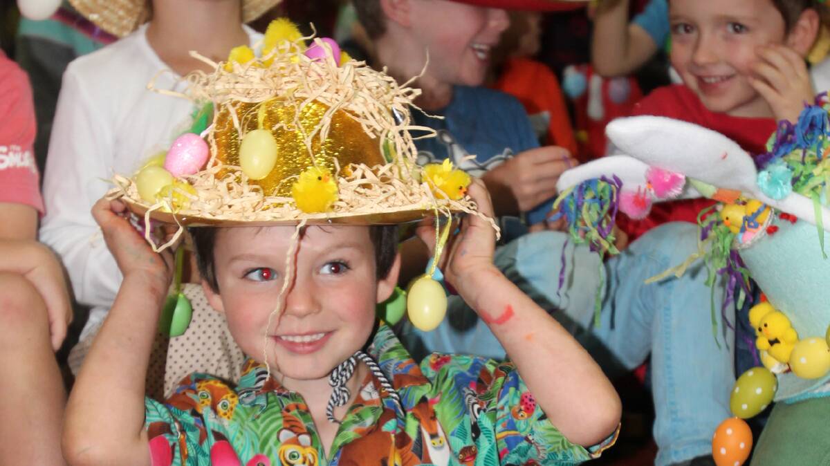HAPPY: Pictured enjoying his first Easter hat parade is Cootamundra Public School kindergarten student Shae Wheeler.