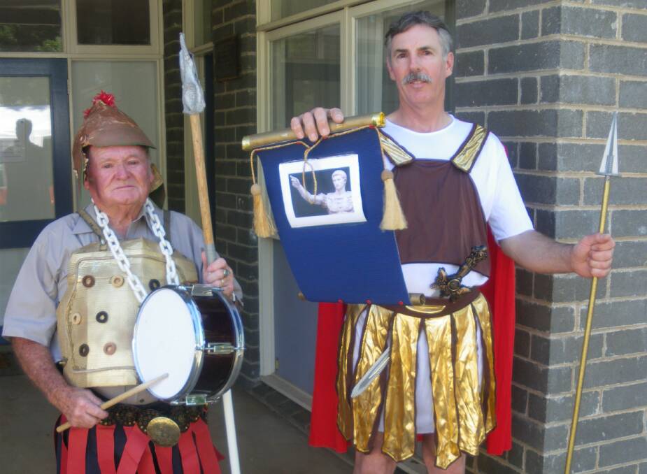  GREAT TIME: Roman soldiers Alex Joss (left) and Geoff Briant kept order at last Saturday’s Bethlehem Walk in Dickson Hall.