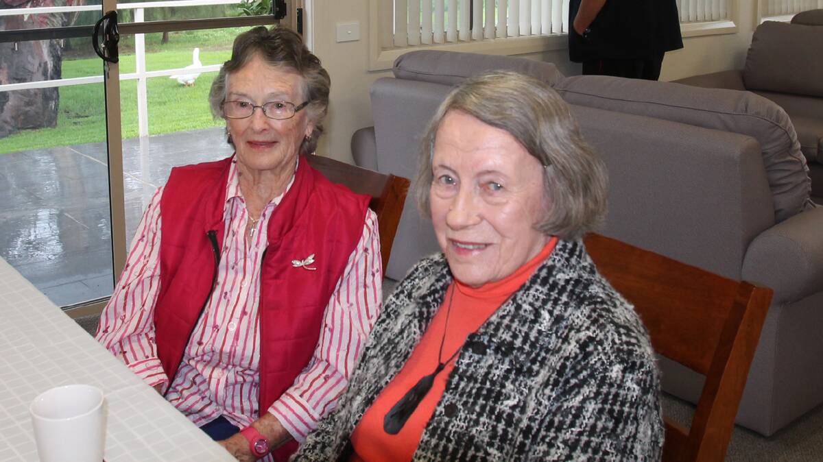  FUNDRAISING: Pictured at the fundraising morning tea for the Cootamundra Nursing Home Sprinkler Appeal in the Boatshed at Wattle Grove were Maurya Hogan and Fae Elich. 
