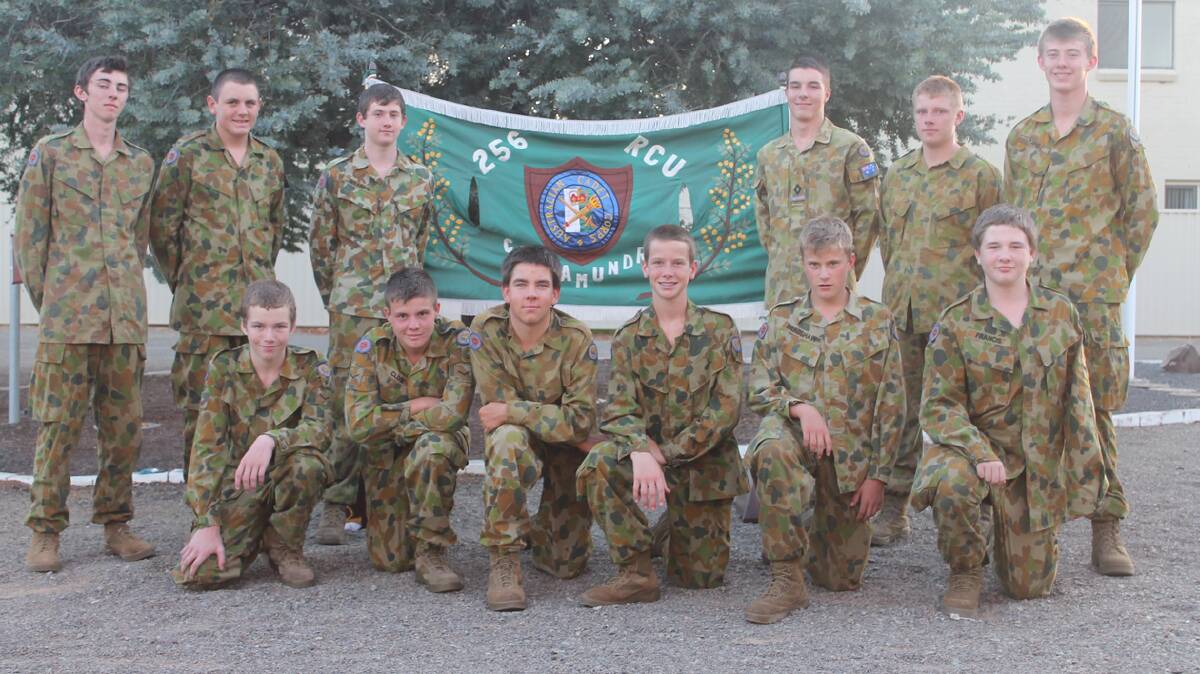 COOTAMUNDRA 256 UNIT: pictured front (from left) are Lance Corporal Chase Billsborrow Lance Corporal Jamin Close, Cadet Peter Christenson , Cadet Jarrad Holmes, Cadet Kobi Bradshaw, Cadet Caleb Francis. Back (from left) are Cadet Mitchell Hall, Corporal Ben Wearing, Cadet Under Officer Luke Wallace, Cadet Mitchell Colman- Hardy and Cadet William Taprell. The cadets are currently in the process of recruiting.